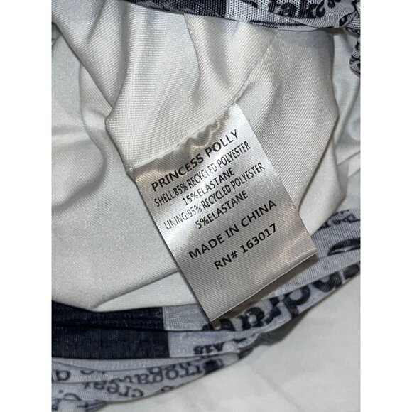 Princess Polly Black & White Ruched Tube Newspaper Print Women's Top Size 4 - Picture 4 of 7